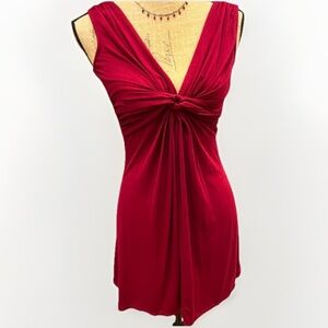 Forever 21 V-Neck Tunic Top Twisted Front Maroon Red Size Small